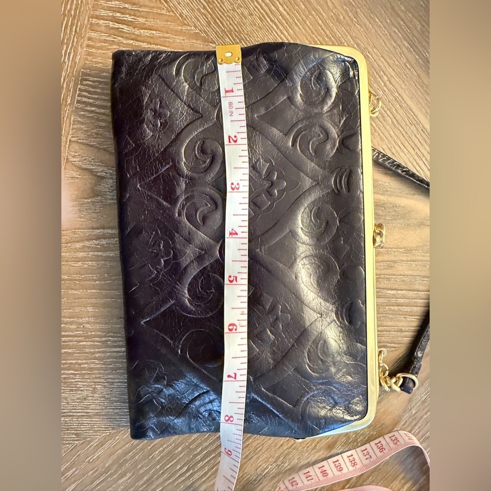 Hobo Black Embossed leather clutch crossbody bag - Picture 12 of 14